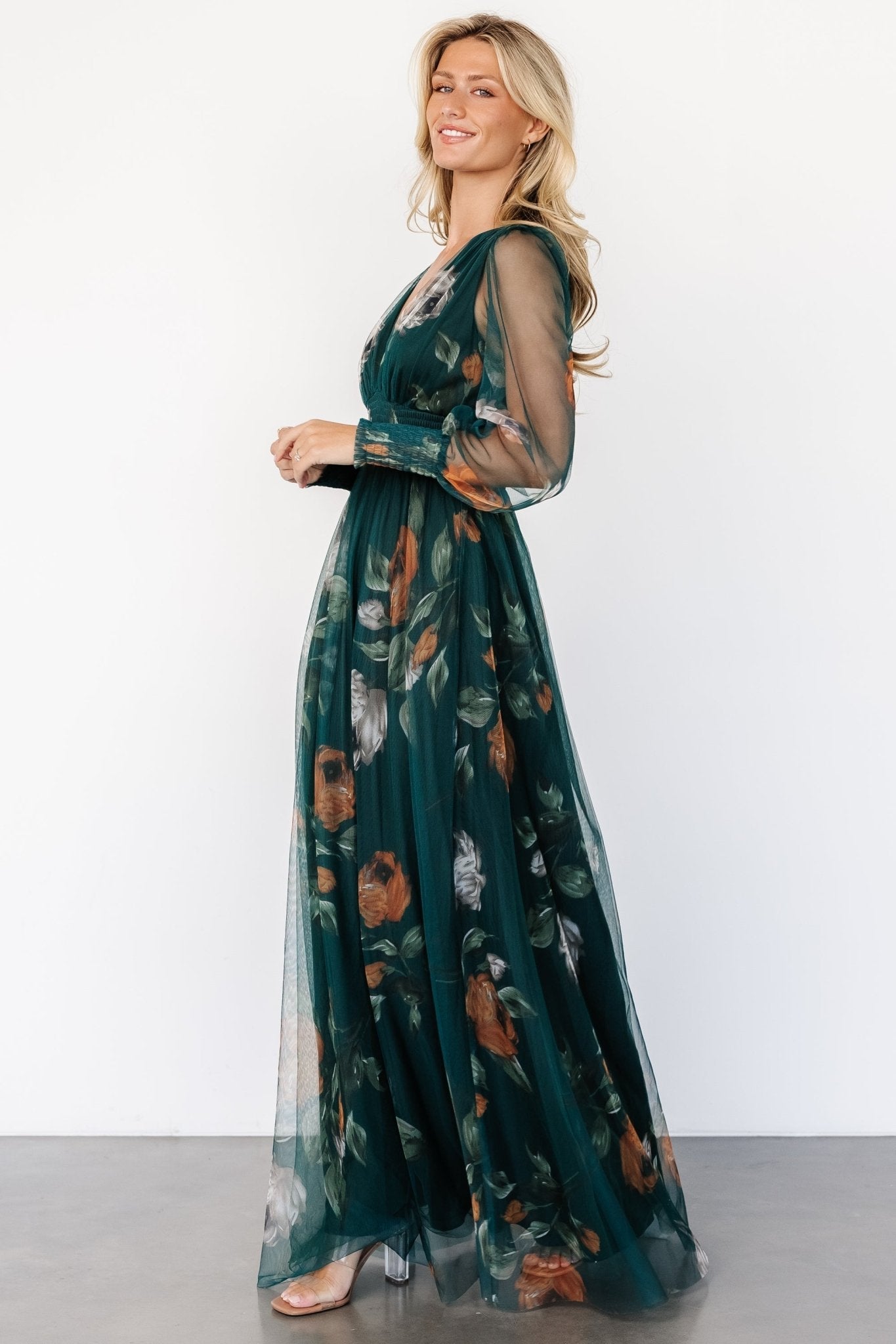 Layla Tulle Maxi Dress | Deep Topaz Floral