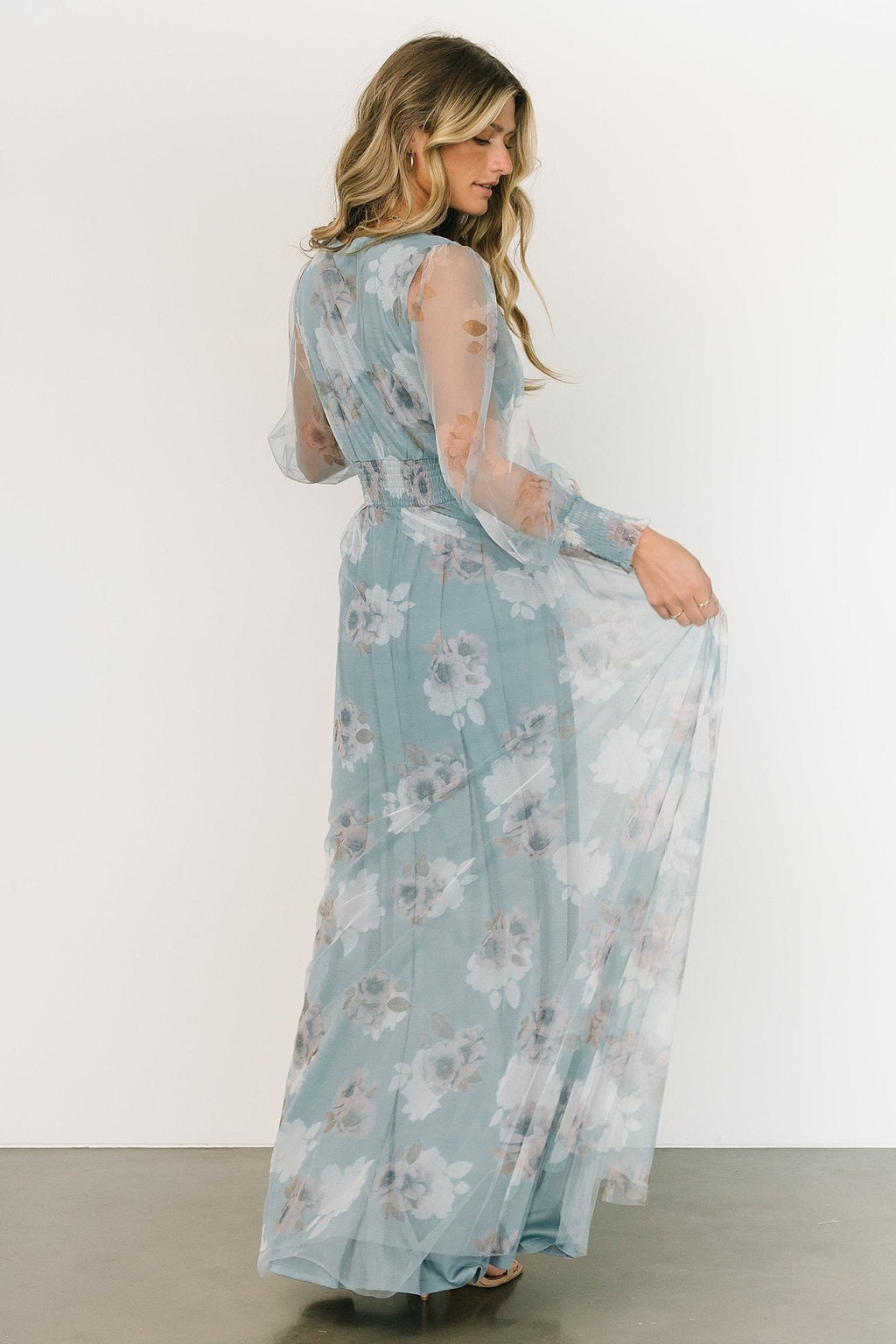 Layla Tulle Maxi Dress | Light Blue Floral