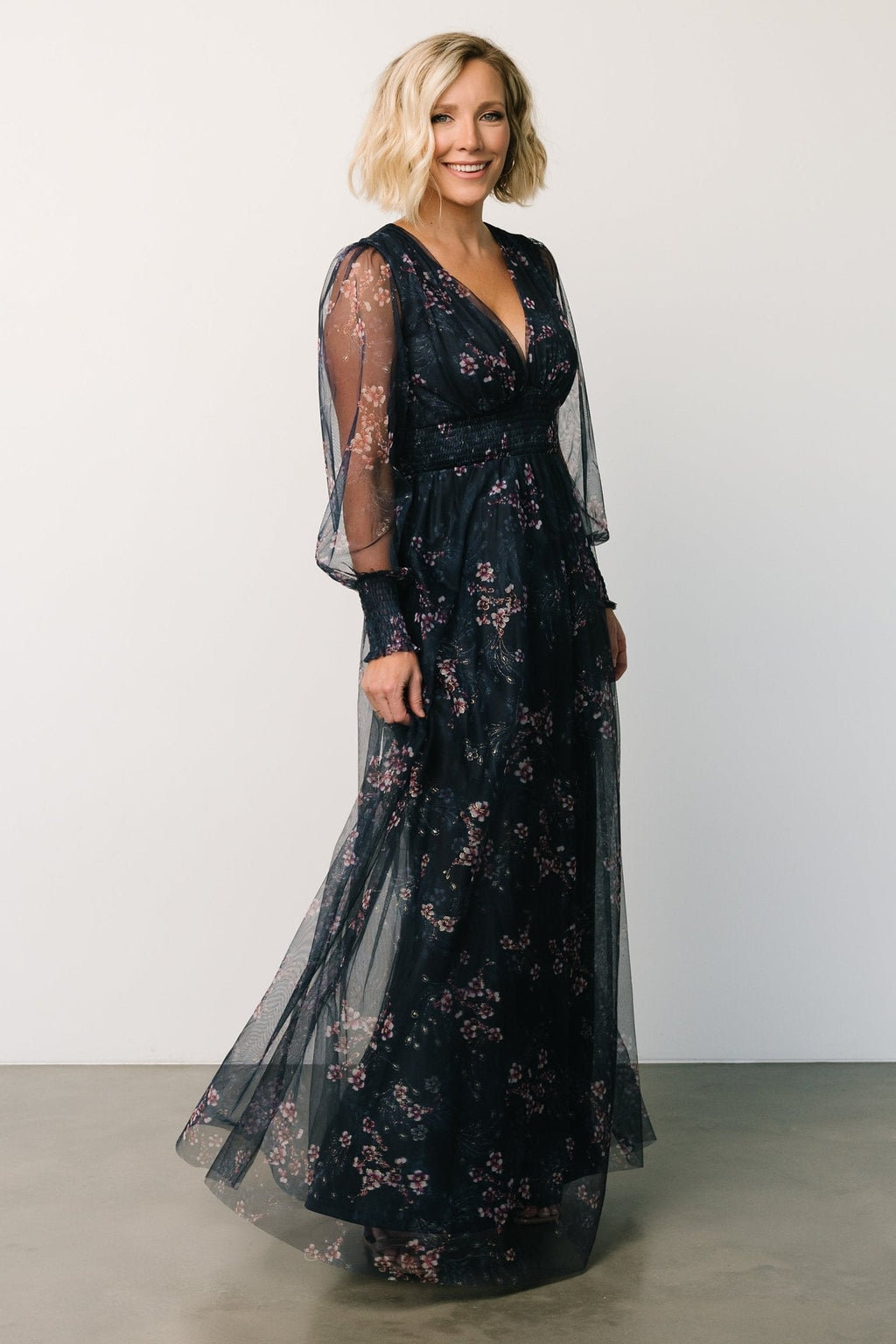 Layla Tulle Maxi Dress | Metallic Blue + Pink