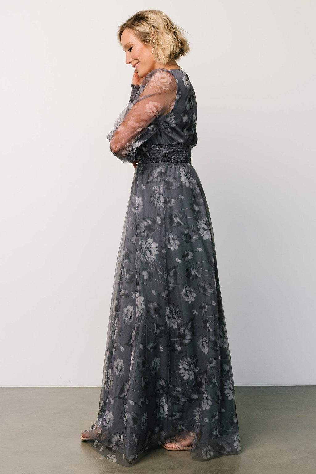 Layla Tulle Maxi Dress | Slate Floral