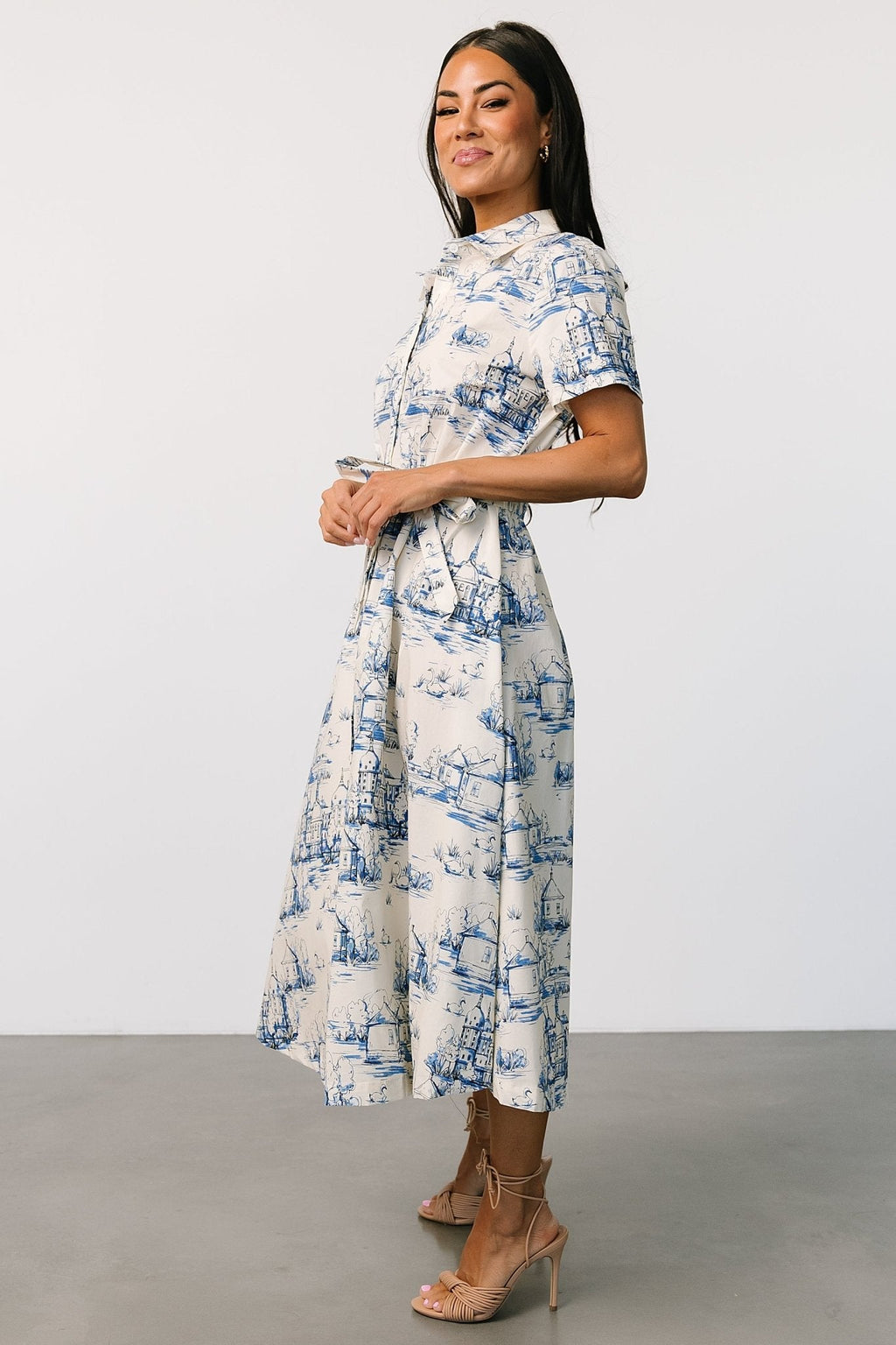 Layne Midi Dress | Cream + Blue