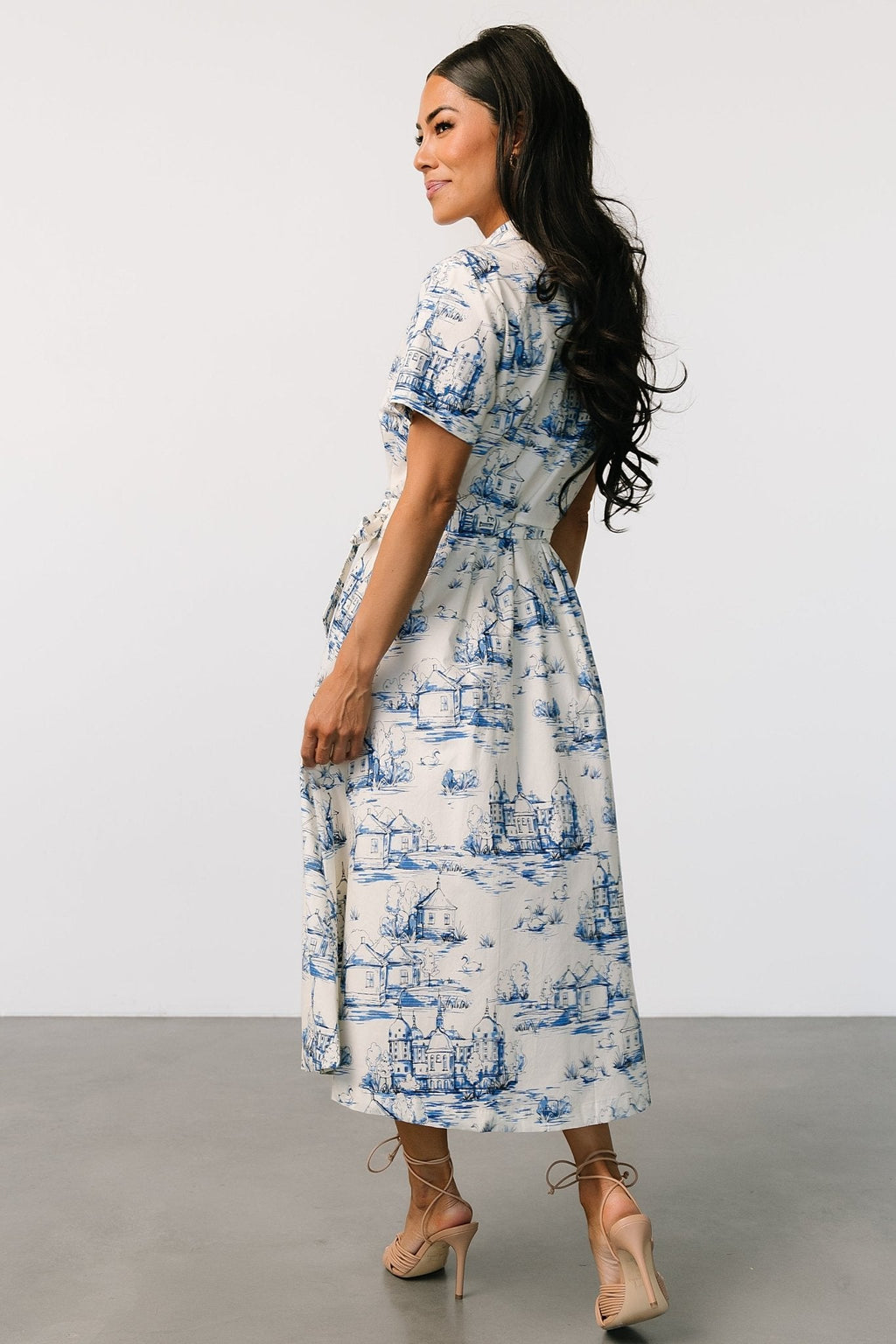 Layne Midi Dress | Cream + Blue