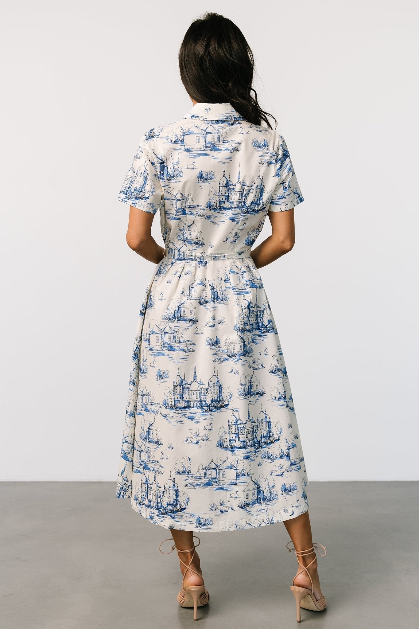 Layne Midi Dress | Cream + Blue