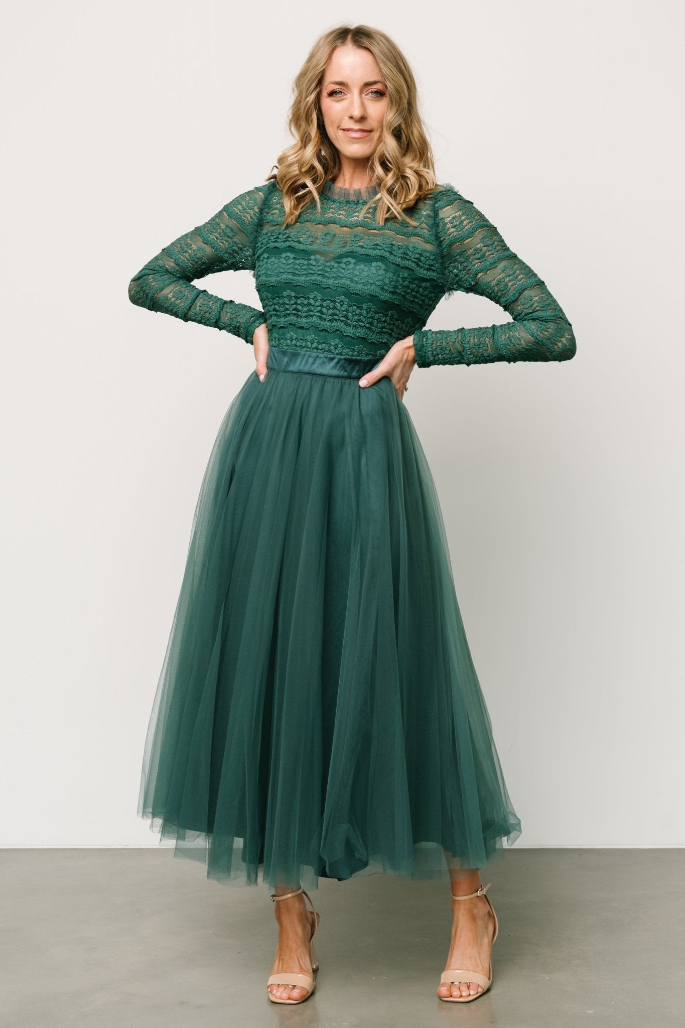 Lonnie Tulle Dress | Emerald