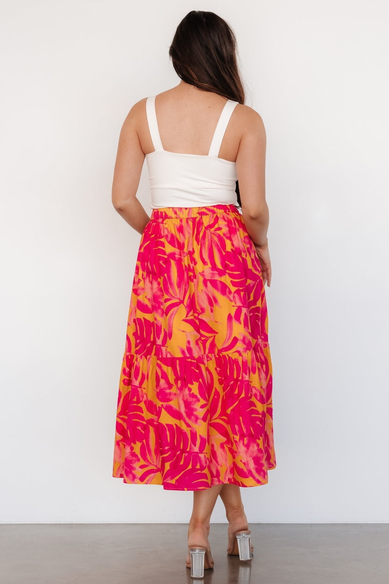 Luana Tiered Skirt | Orange + Fuchsia