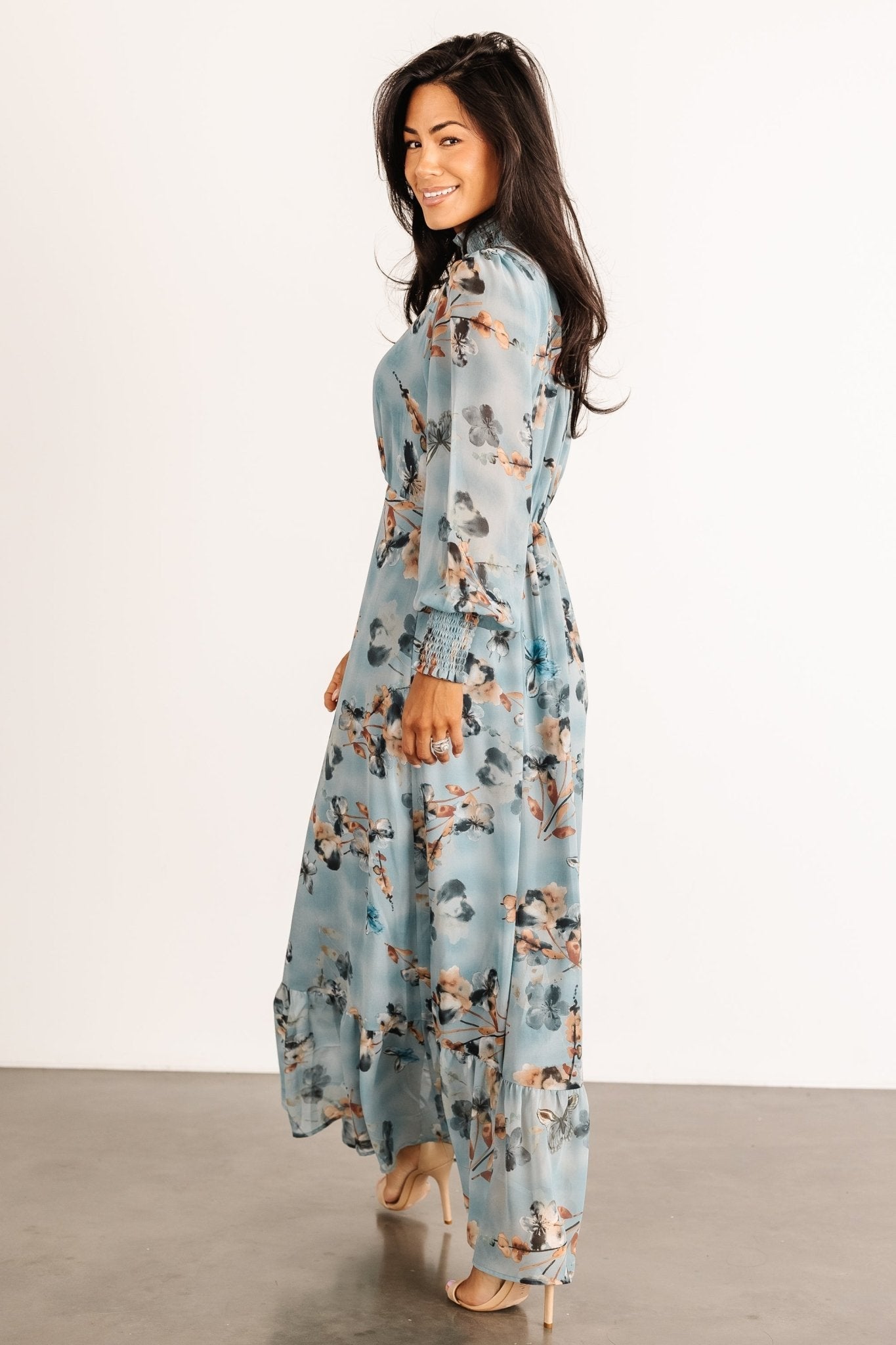 Luciana Maxi Dress | Cyan Blue Floral