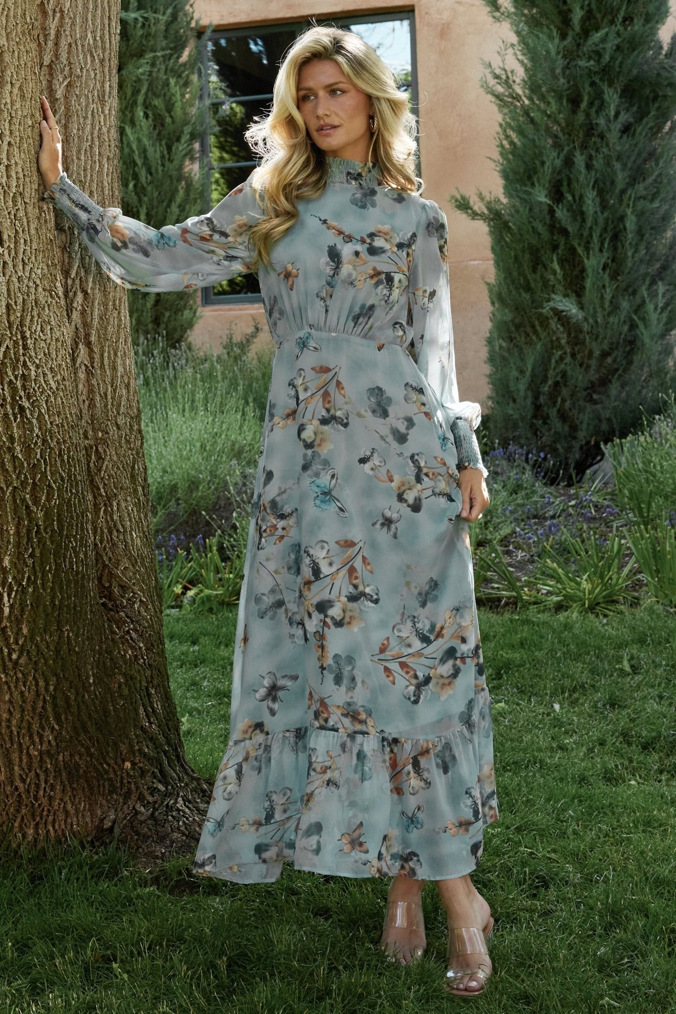Luciana Maxi Dress | Cyan Blue Floral