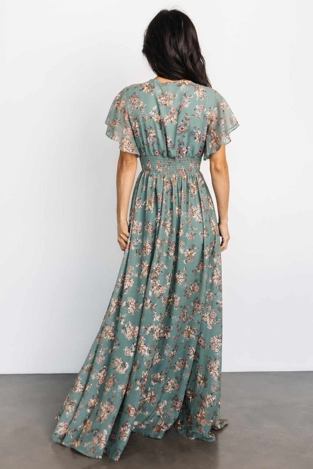 Lynlee Metallic Maxi Dress | Eucalyptus