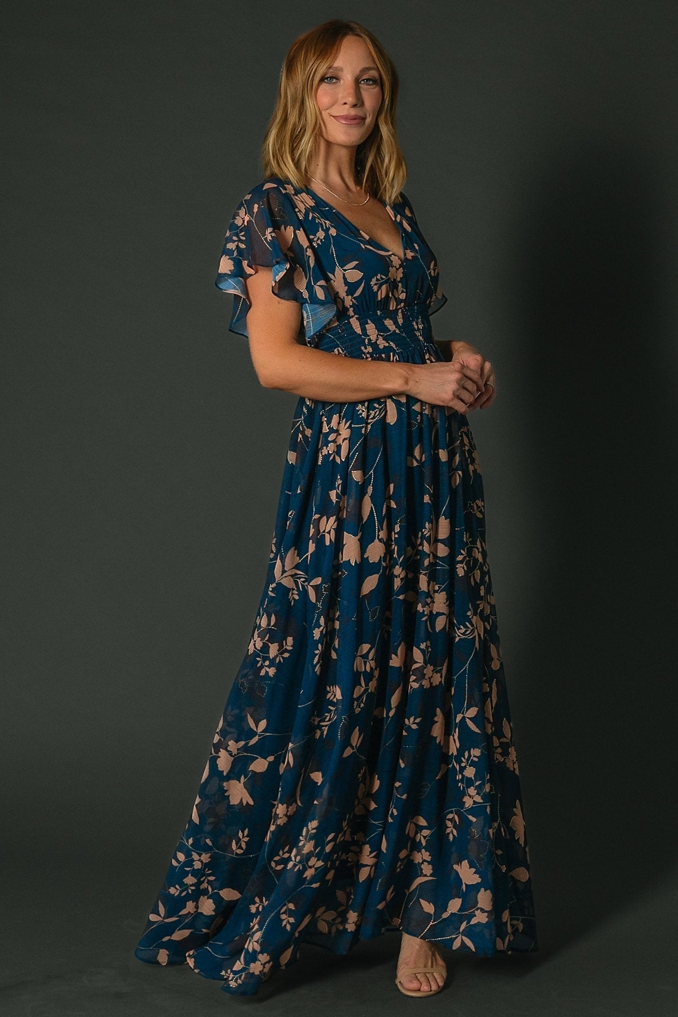 Lynlee Metallic Maxi Dress | Topaz