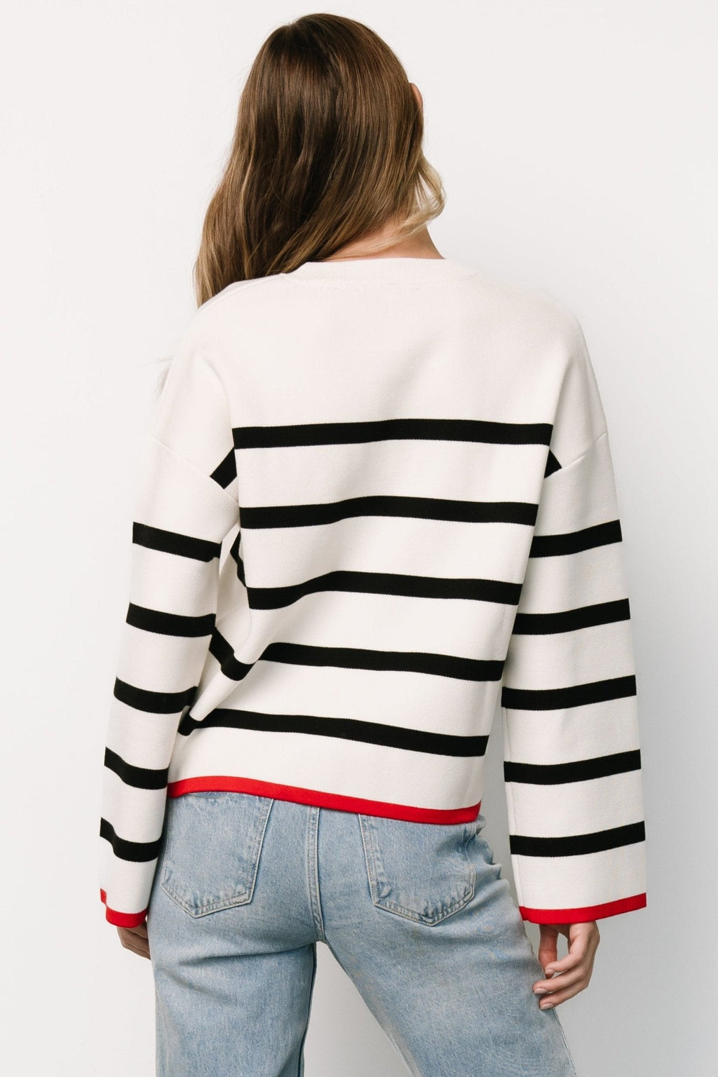Madilyn Striped Sweater | Off White + Black