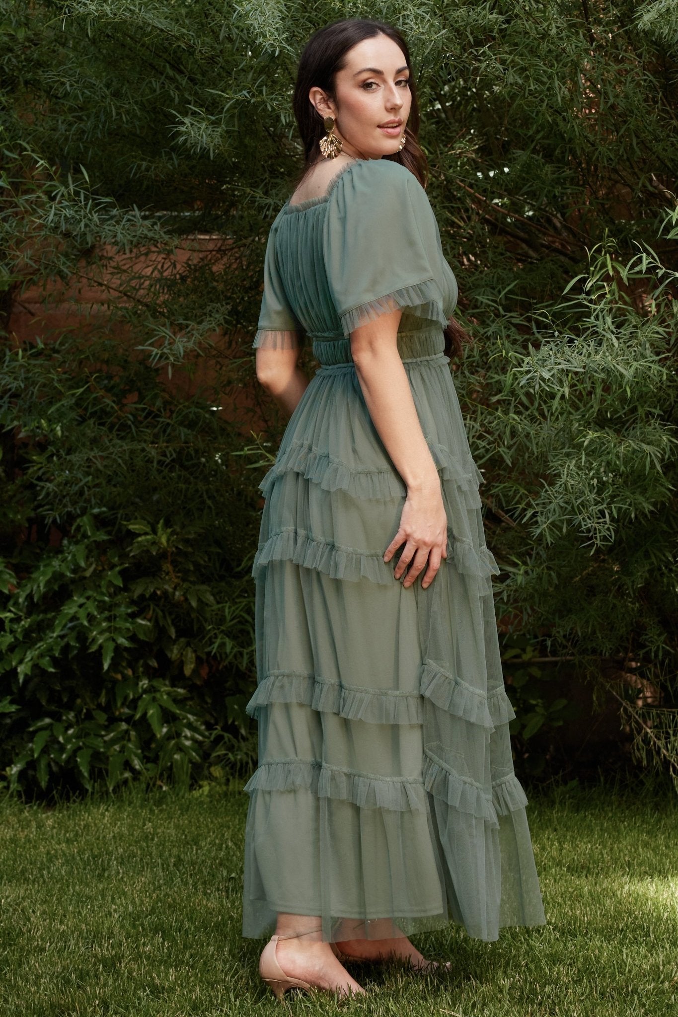 Magdalena Tulle Maxi Dress | Eucalyptus