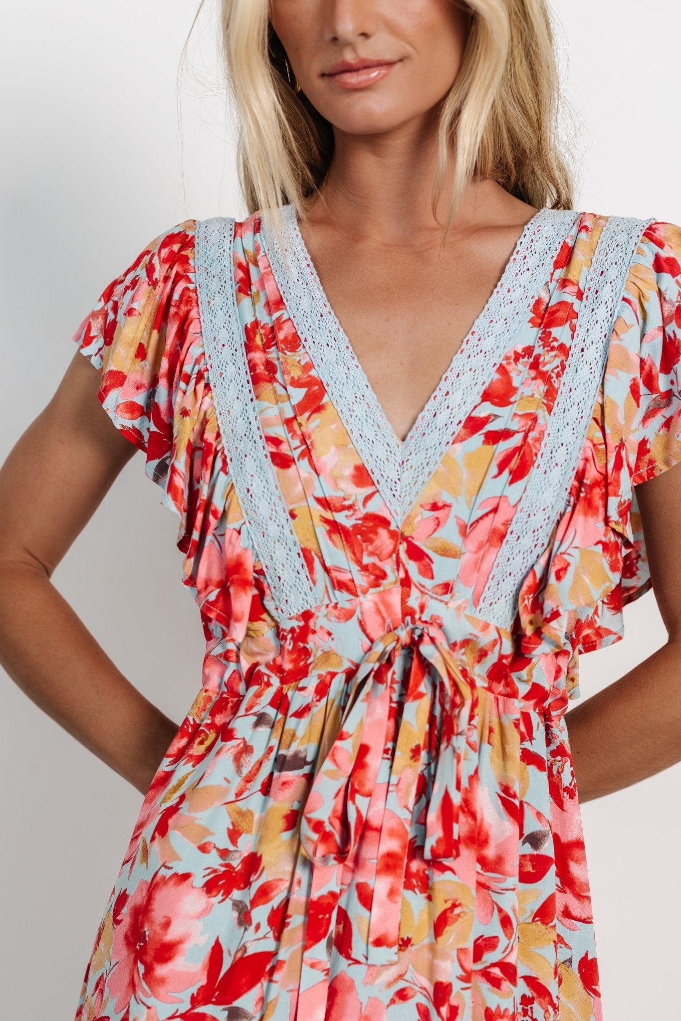 Maggie Maxi Dress | Blue + Coral Multi