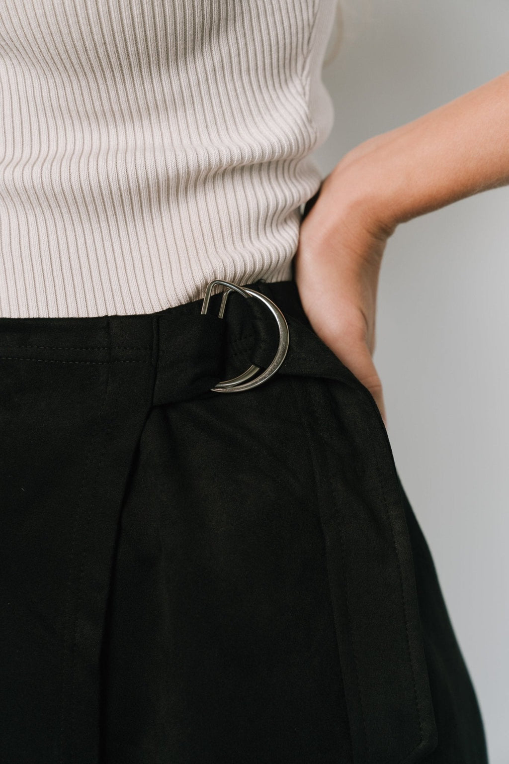 Malika Faux Wrap Skirt | Black