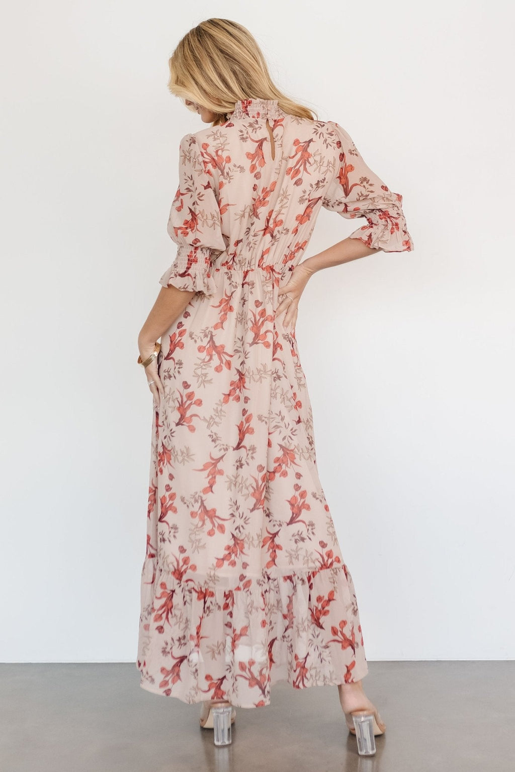 Marie Mock Neck Maxi Dress | Blush Floral