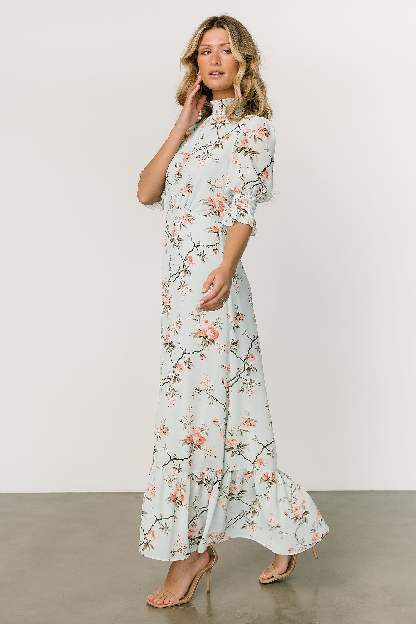 Marie Mock Neck Maxi Dress | Sage Floral