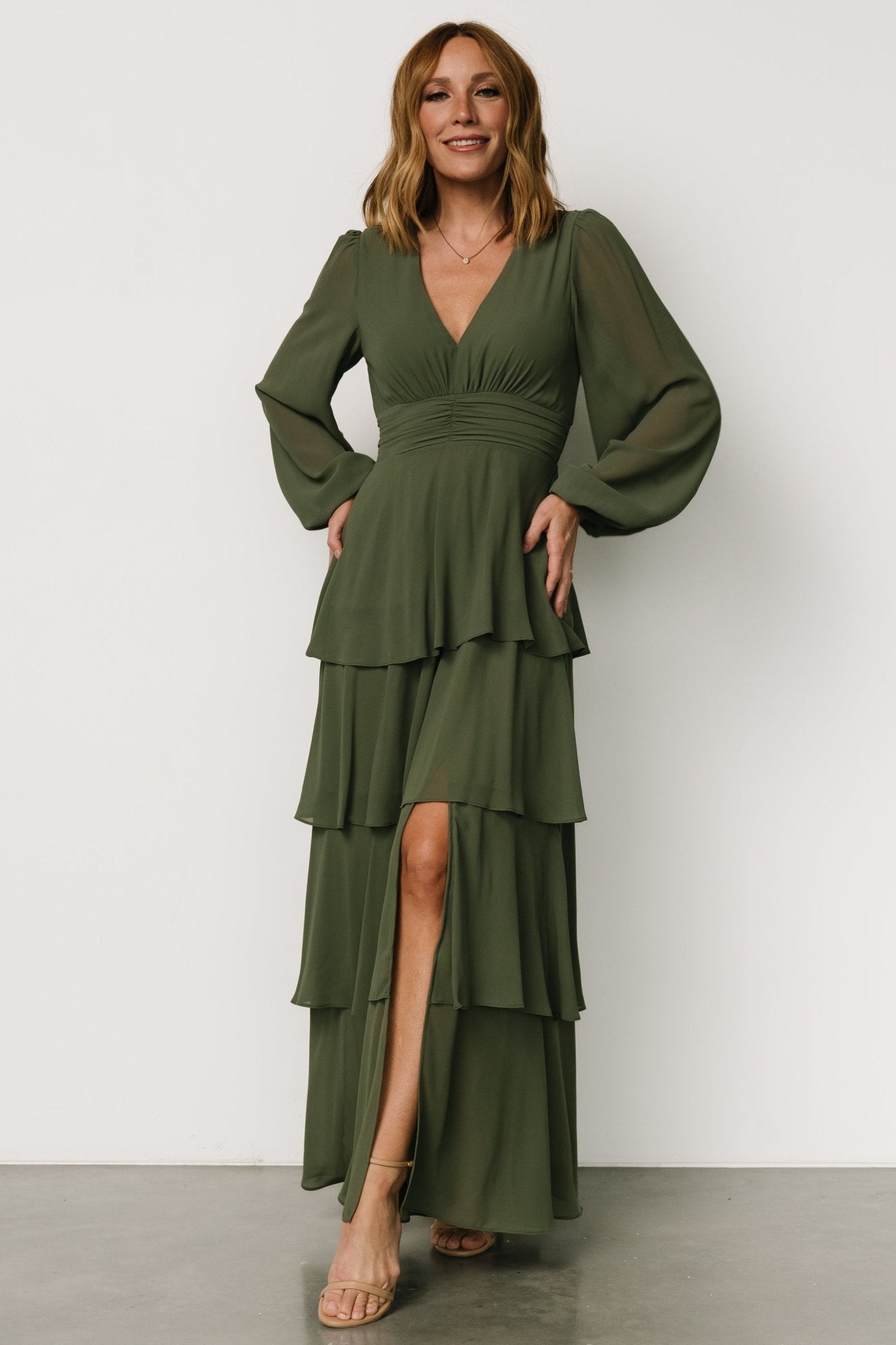 Mariella Tiered Maxi Dress | Dark Sage