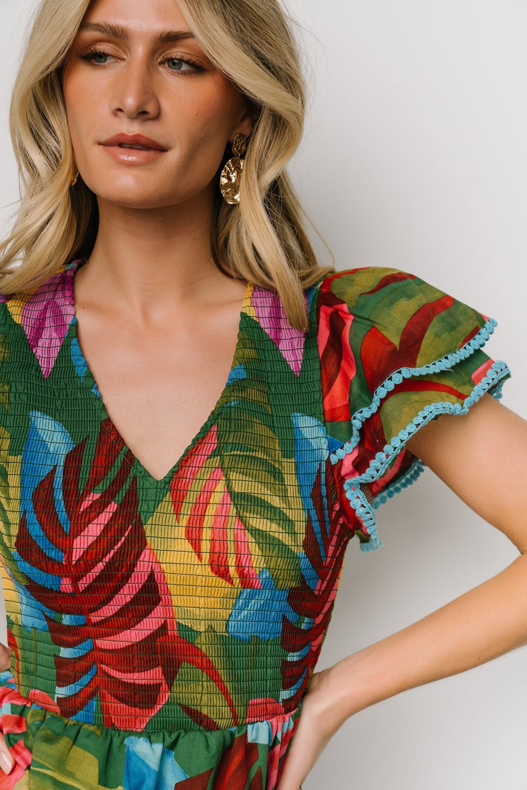 Marielle Smocked Midi Dress | Multi Print