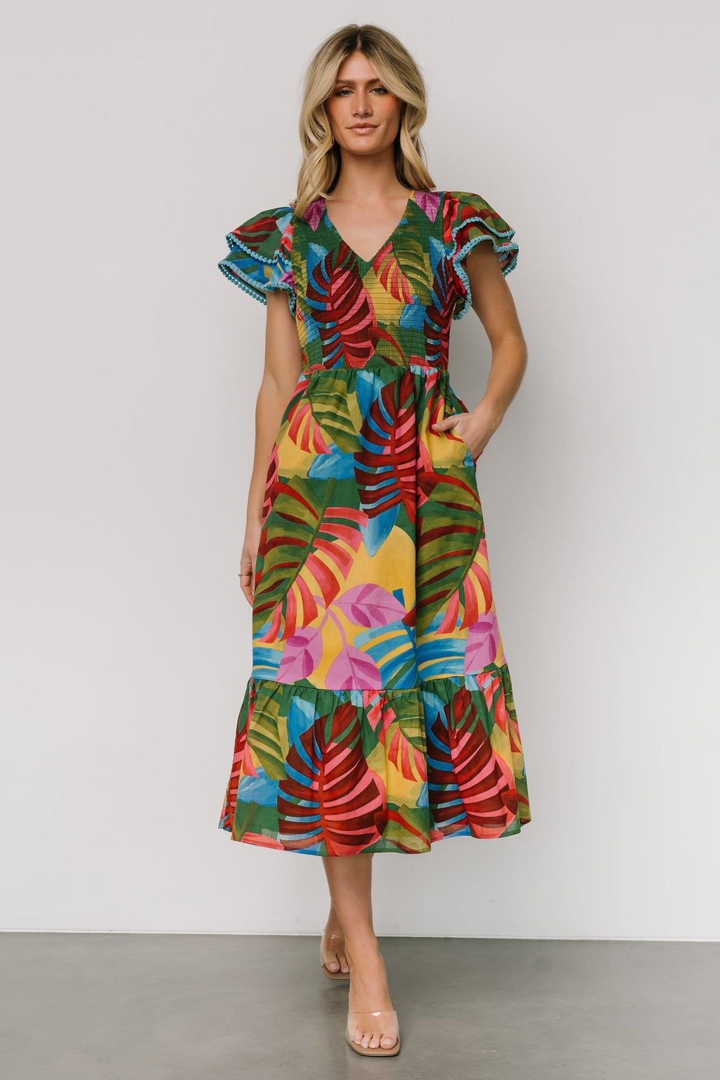 Marielle Smocked Midi Dress | Multi Print