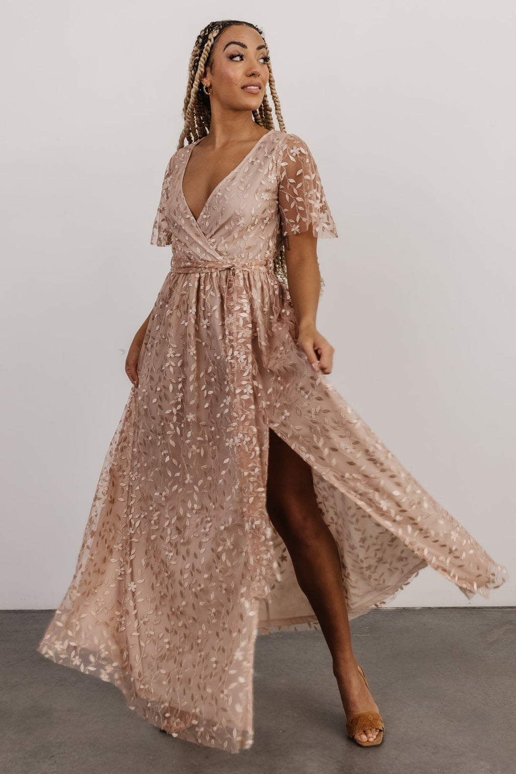 Marseille Embossed Maxi Dress | Champagne