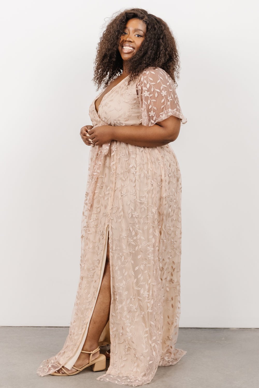 Marseille Embossed Maxi Dress | Champagne