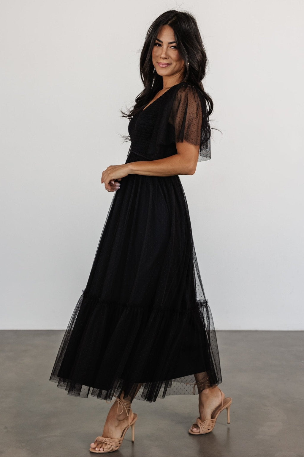 Martha Smocked Tulle Dress | Black