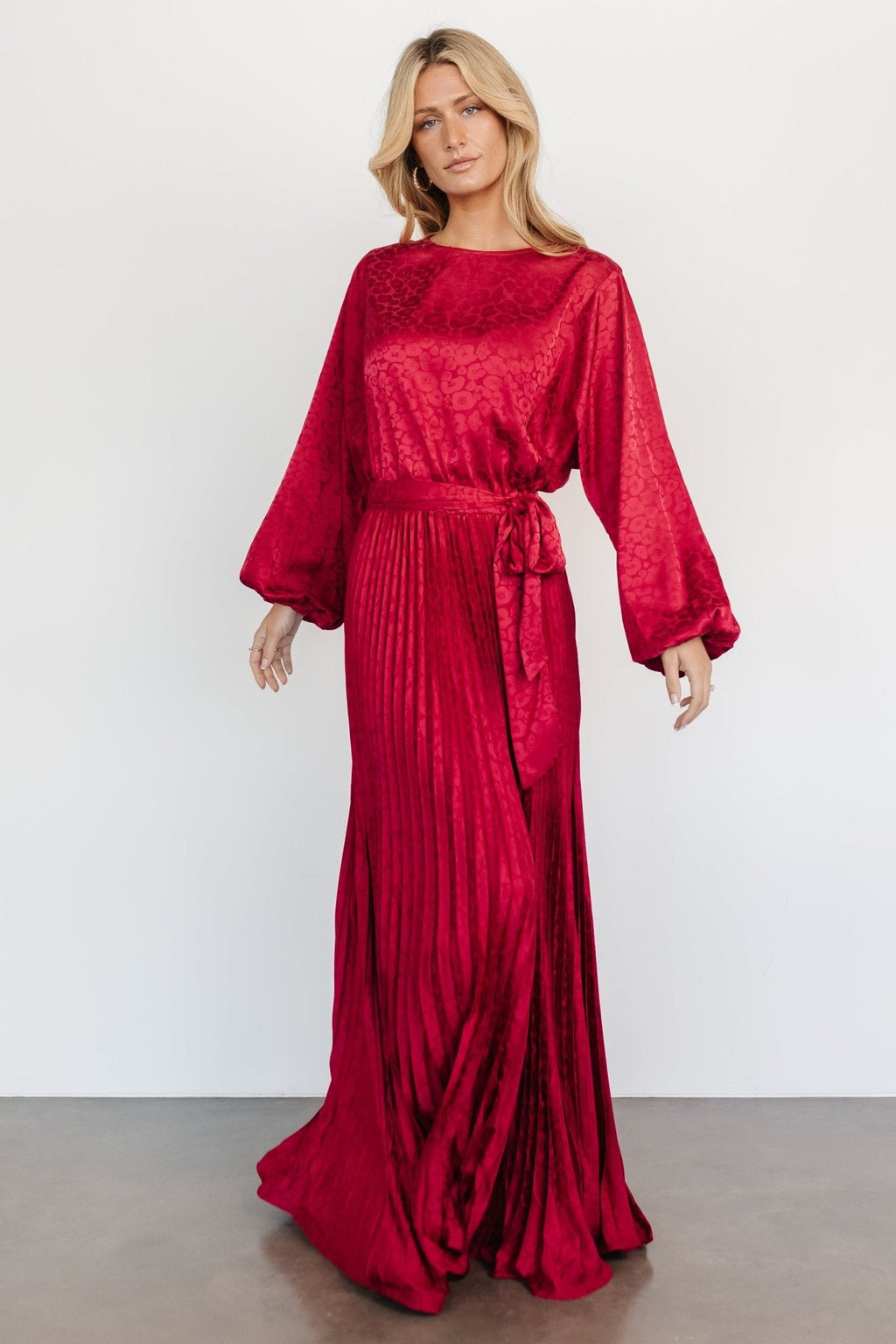Marva Pleated Maxi Dress | Wine