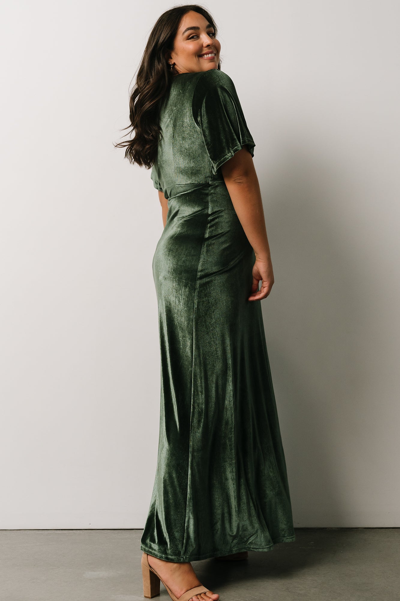 Meghan Velvet Wrap Maxi Dress | Deep Green