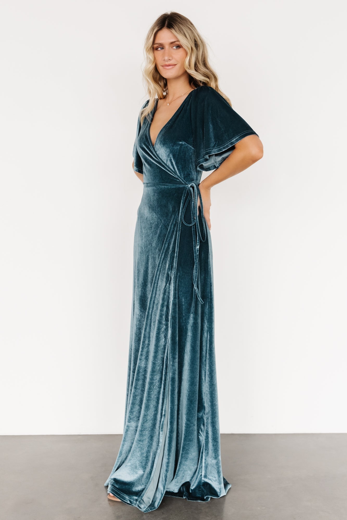 Meghan Velvet Wrap Maxi Dress | Persian Blue