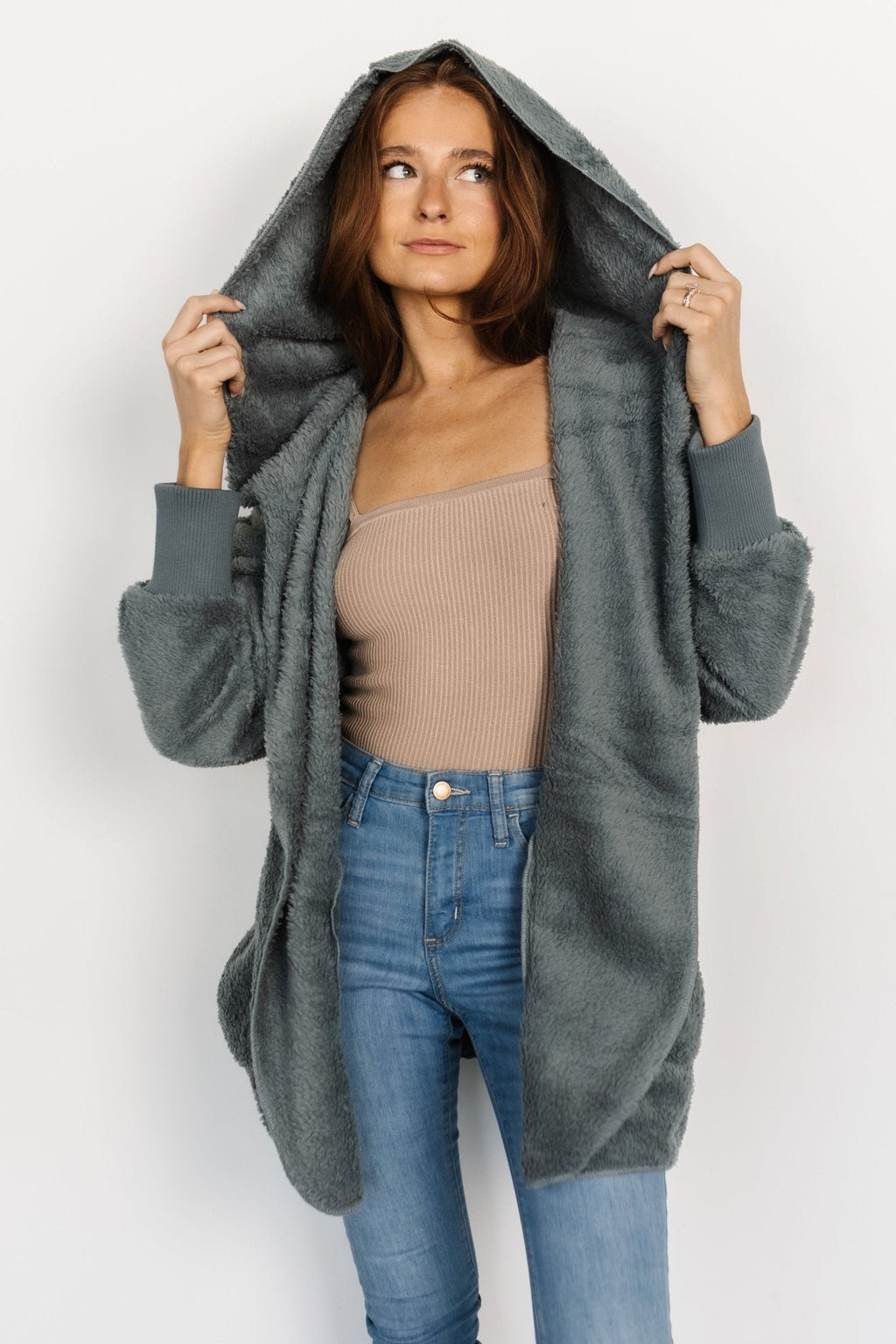 Melrose Teddy Jacket | Dusty Blue