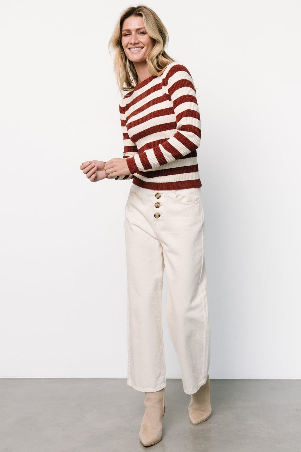 Milwaukee Striped Sweater | Burgundy + Ivory