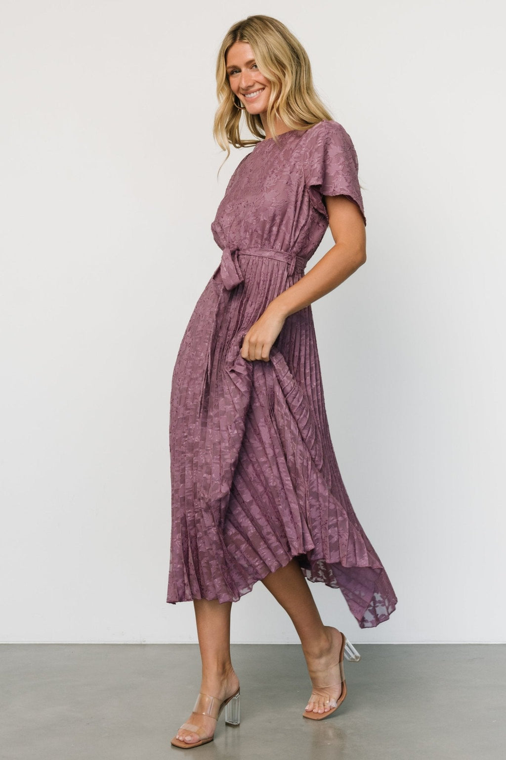 Mindy Pleated Dress | Vintage Plum