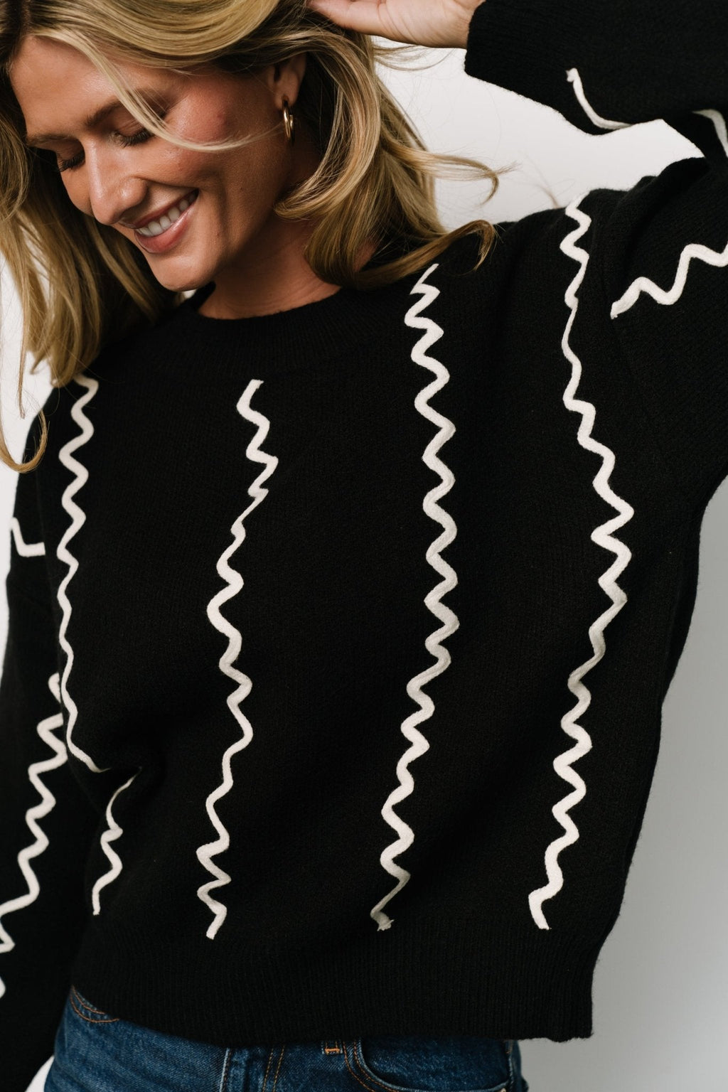 Misha Patterned Sweater | Black