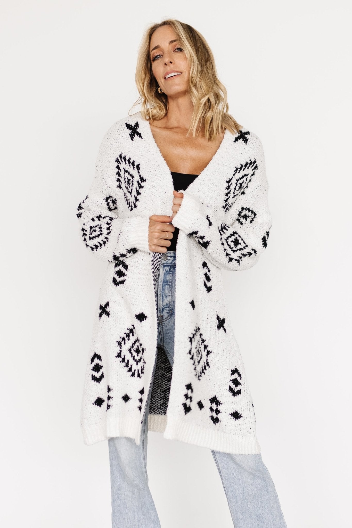 Missoula Oversized Cardigan | Off White + Black