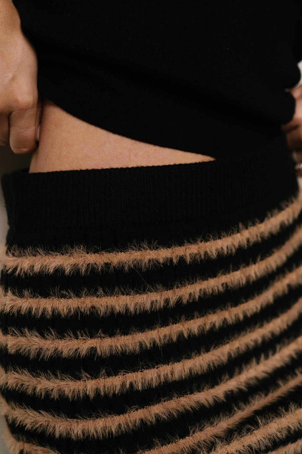 Mitzi Knit Midi Skirt | Black + Camel