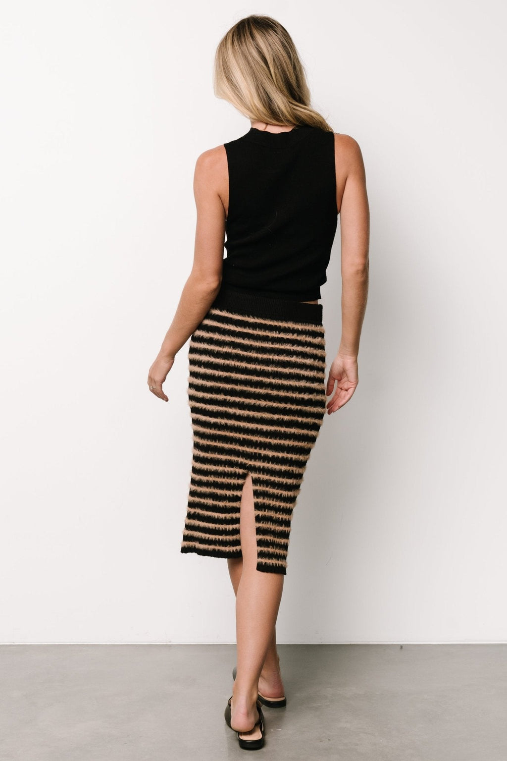 Mitzi Knit Midi Skirt | Black + Camel