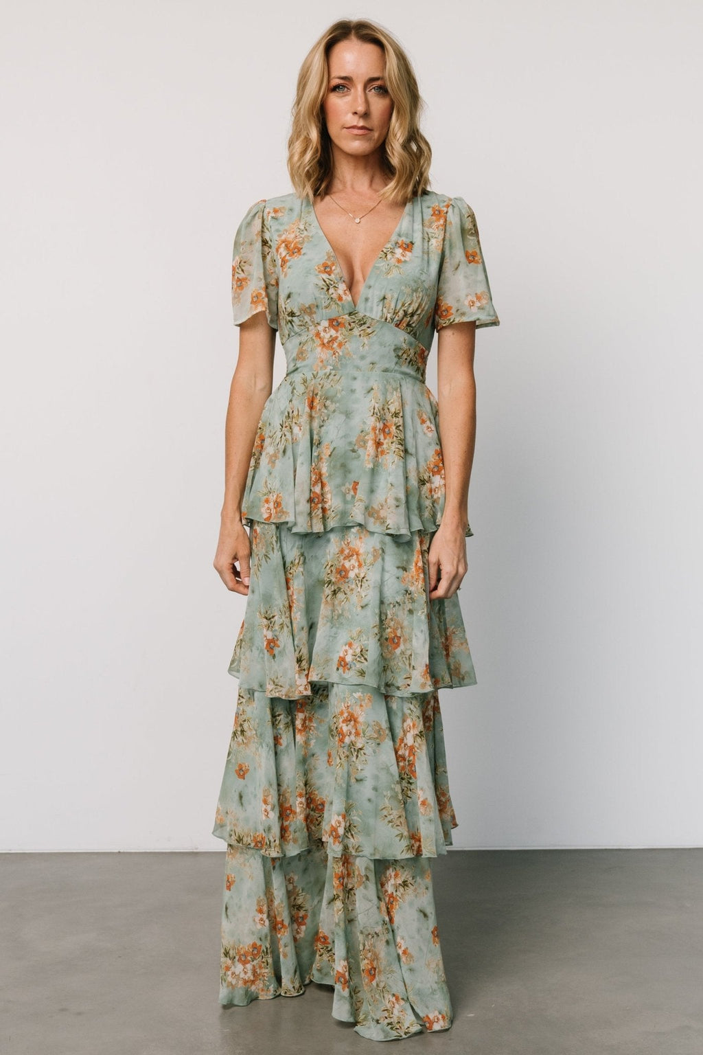 Montaigne Ruffle Maxi Dress | Blue Sage Floral