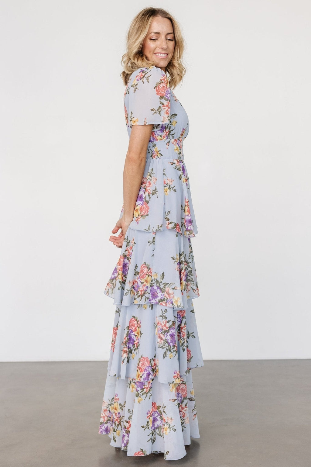 Montaigne Ruffle Maxi Dress | Light Blue Floral