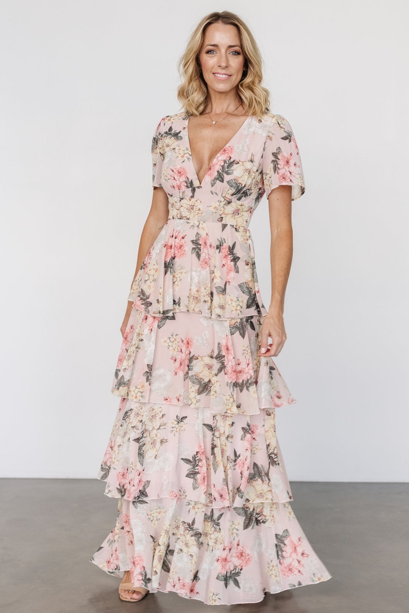 Montaigne Ruffle Maxi Dress | Pale Blush Floral