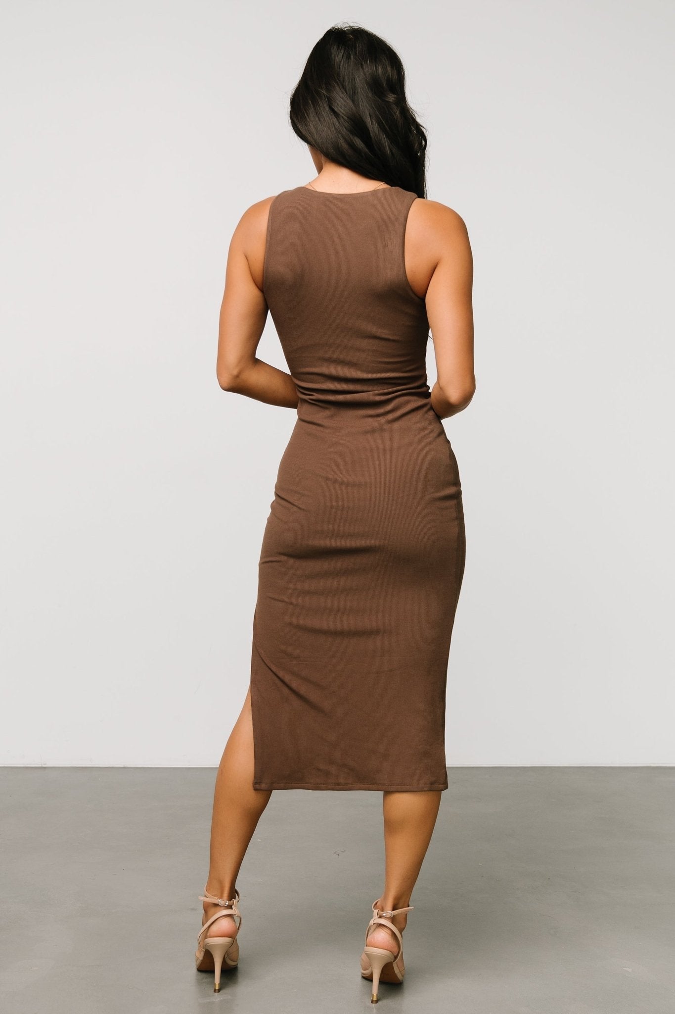 Moore Ribbed Tank Midi Dress | Coffee