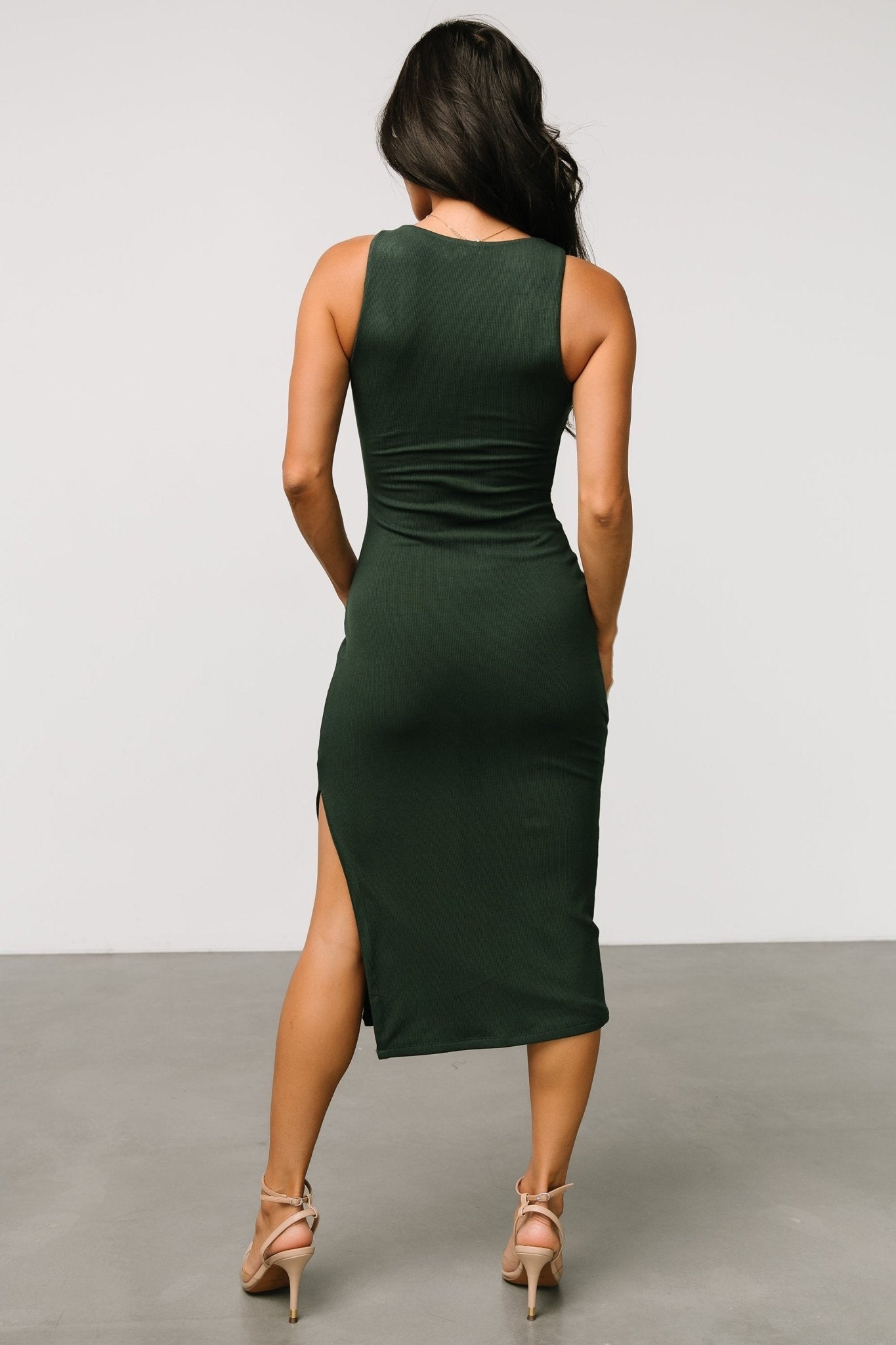 Moore Ribbed Tank Midi Dress | Dark Green