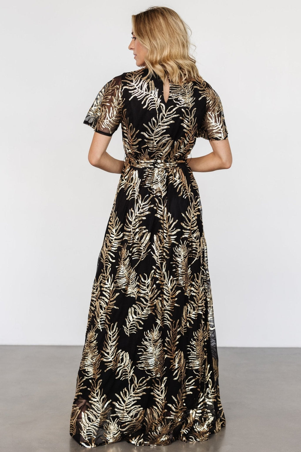Muse Sequin Maxi Dress | Black + Gold