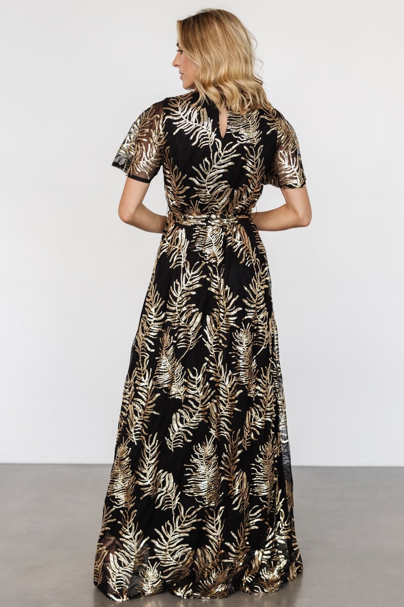 Muse Sequin Maxi Dress | Black + Gold