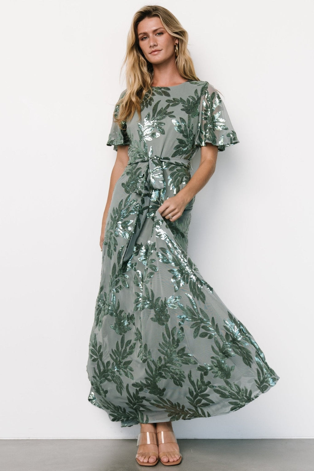 Muse Sequin Maxi Dress | Eucalyptus