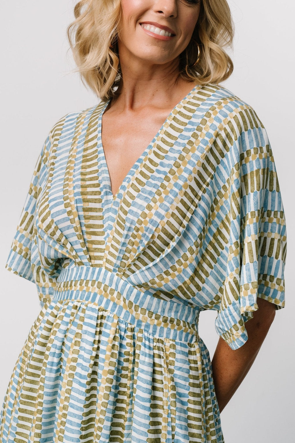 Mylis Kimono Dress | Blue + Green Print