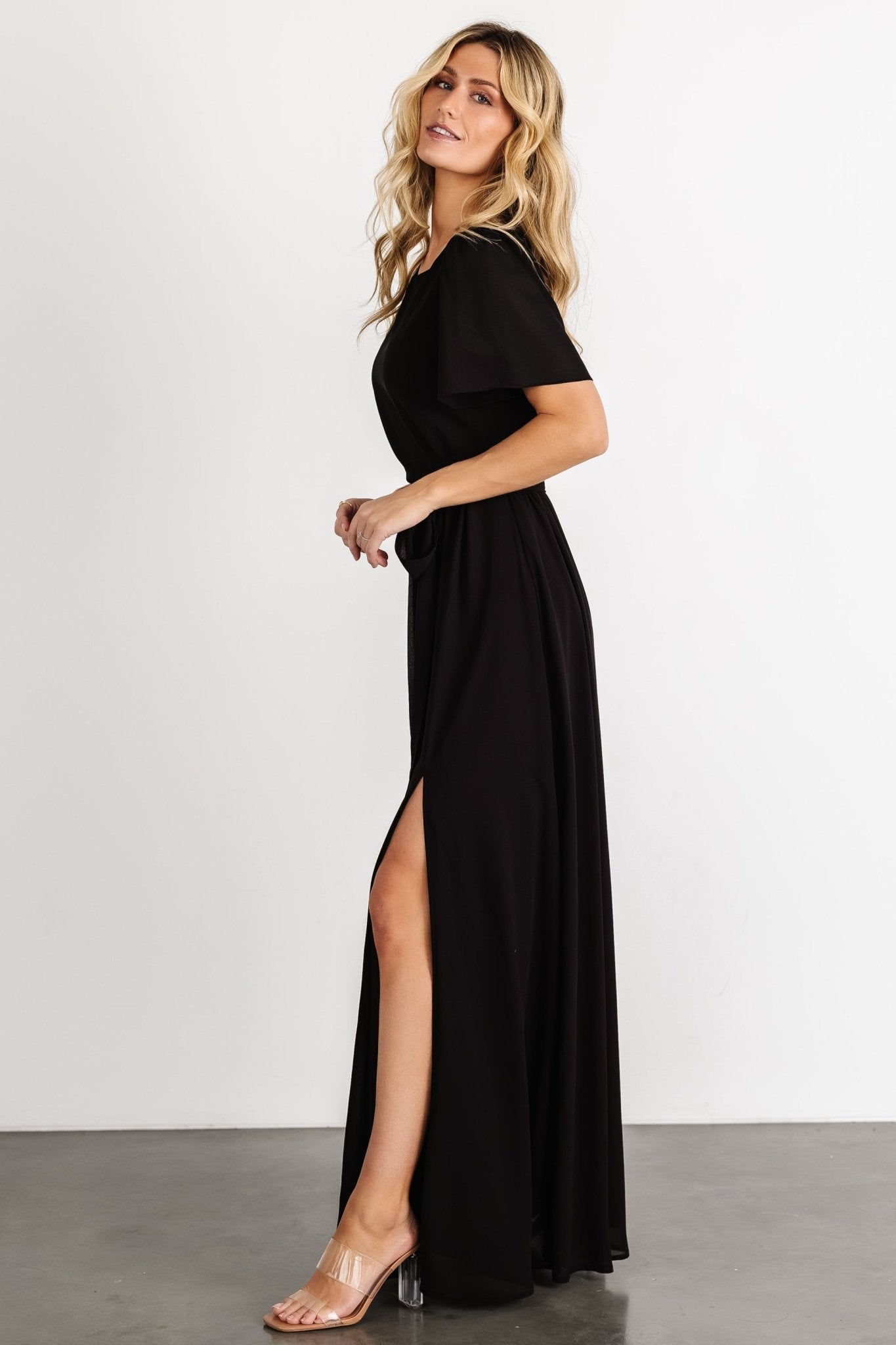 Naomi Short Sleeve Maxi Dress | Black
