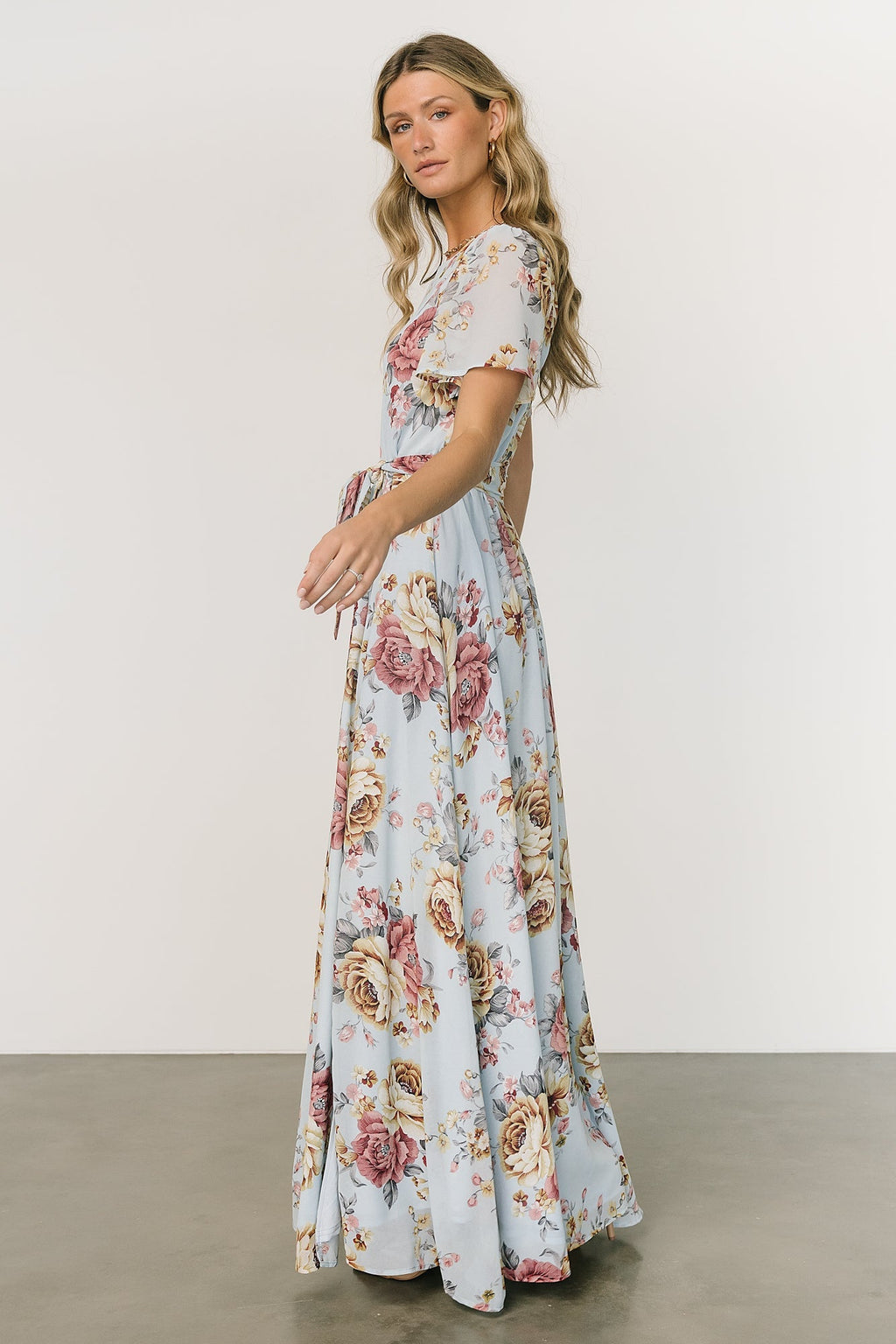 Naomi Short Sleeve Maxi Dress | Blue Multi Floral