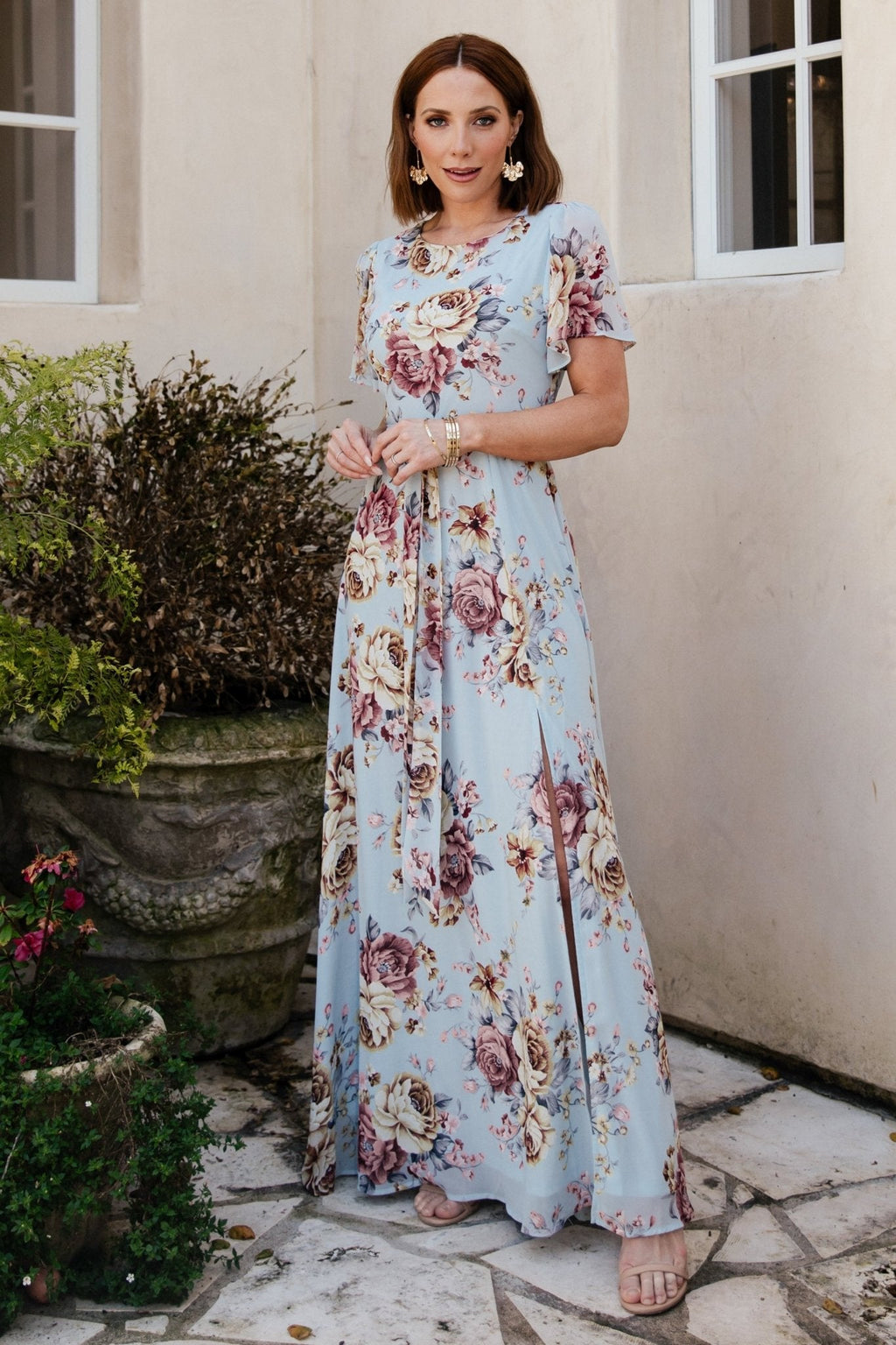 Naomi Short Sleeve Maxi Dress | Blue Multi Floral