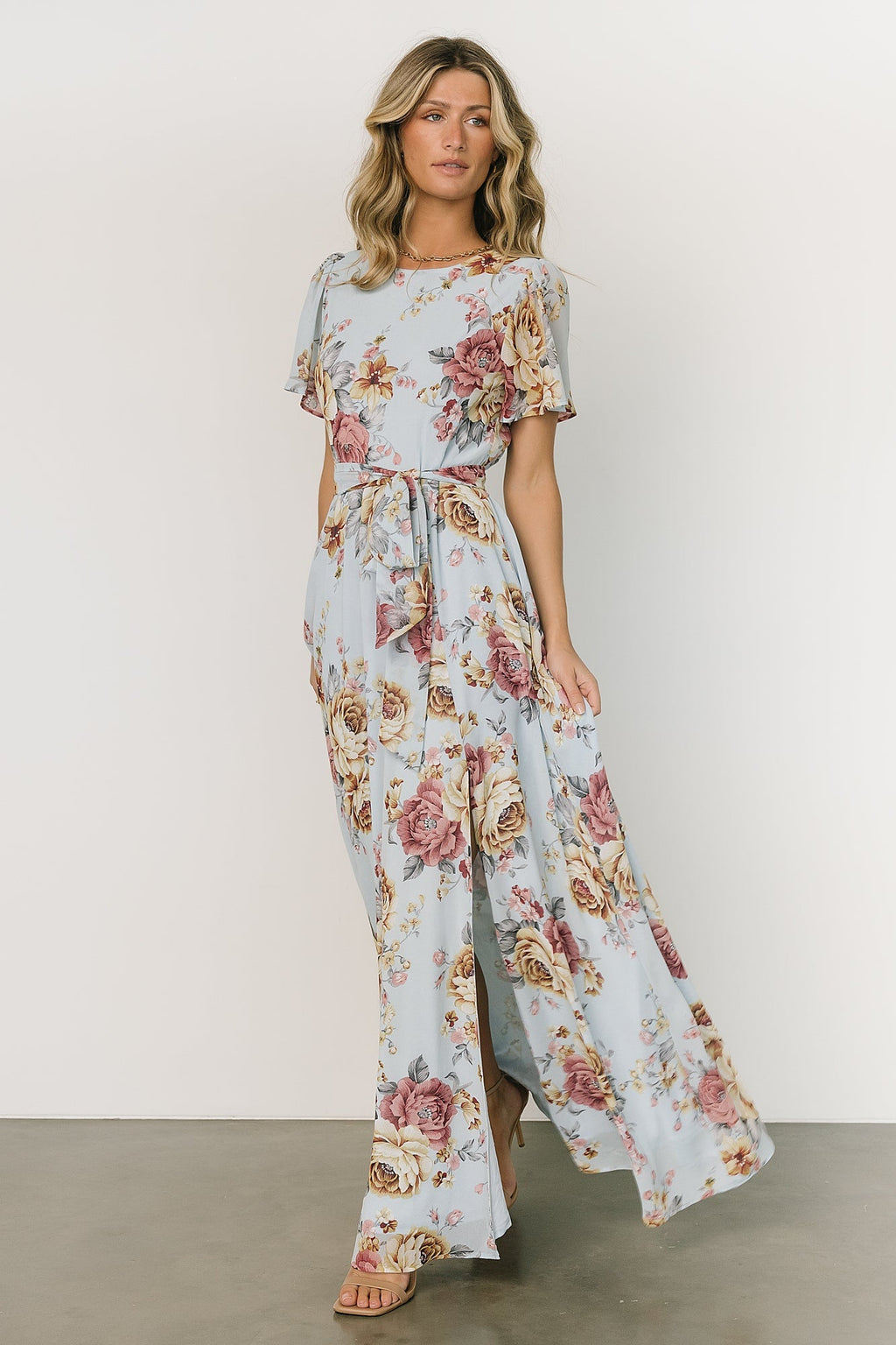 Naomi Short Sleeve Maxi Dress | Blue Multi Floral
