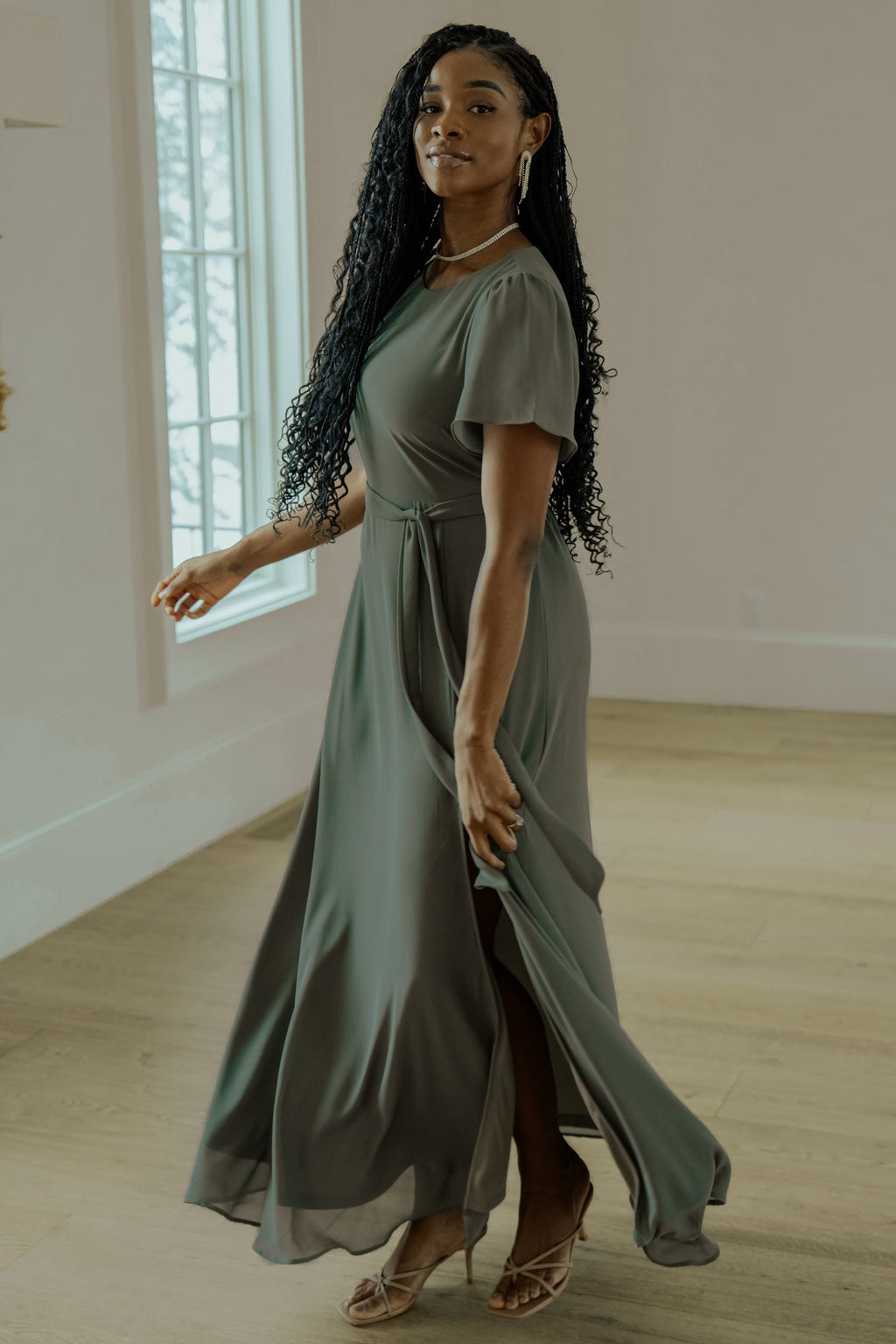 Naomi Short Sleeve Maxi Dress | Dark Sage