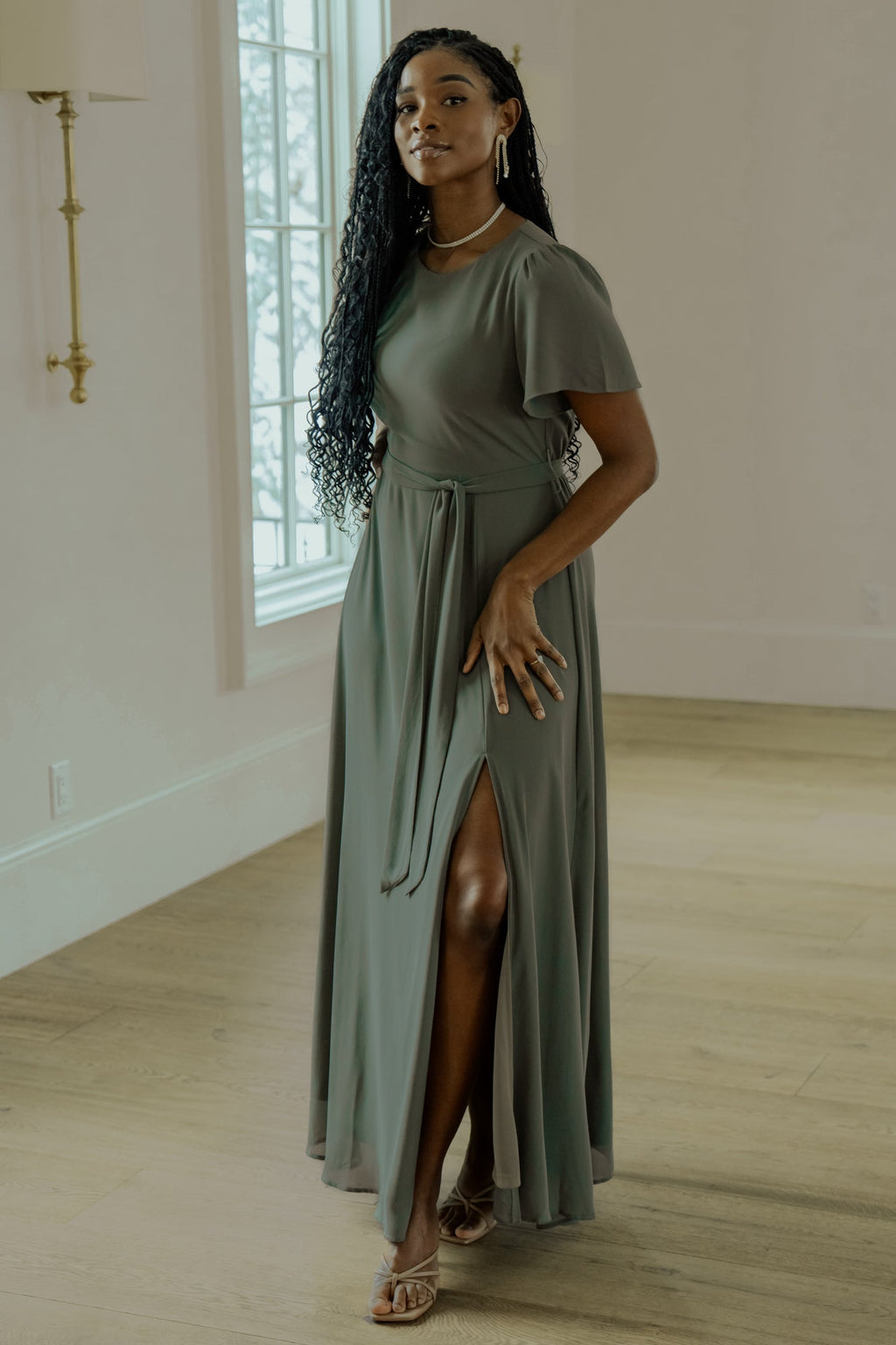 Naomi Short Sleeve Maxi Dress | Dark Sage